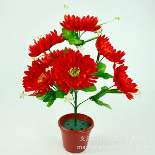 义乌照屏厂家一手批发仿真菊花绢花7头千层菊菊花花束高仿真