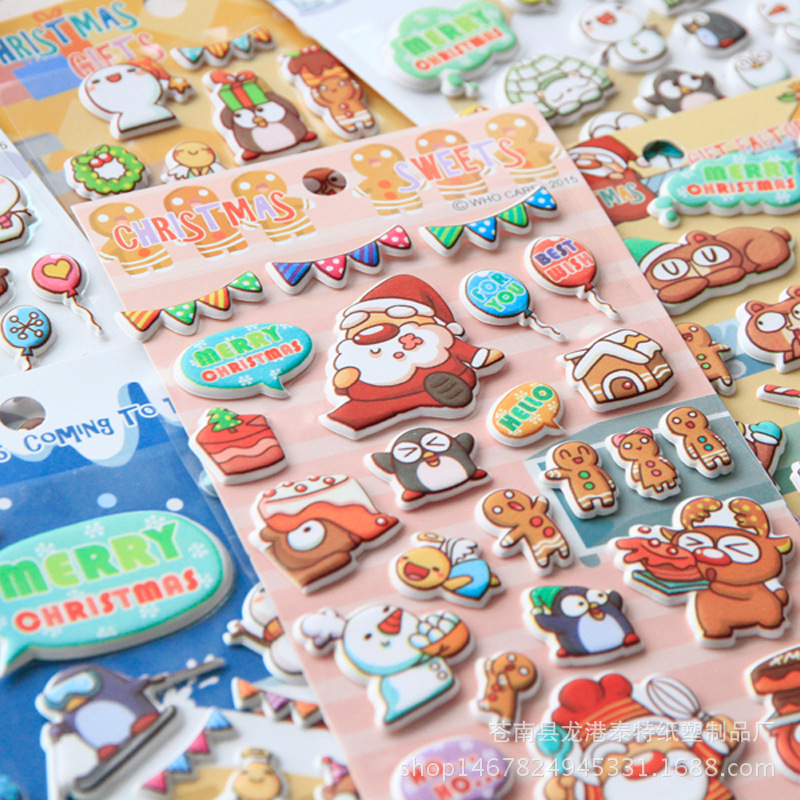 Custom PVC early education sticker creative raised 3D sticker for kindergarten rewards waterproof bubble sticker