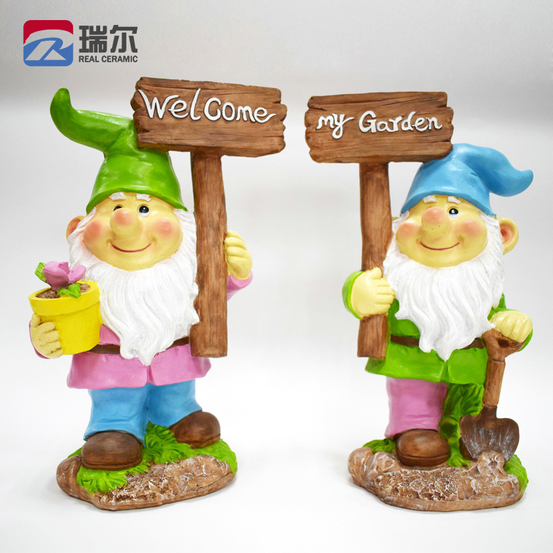 厂家直销树脂人偶花园系列工艺品装饰摆件手绘树脂小矮人礼品