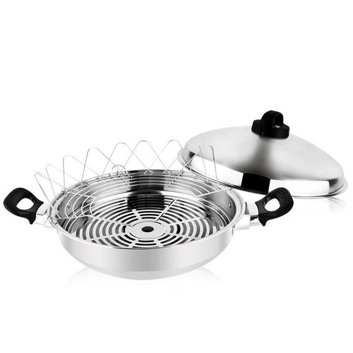 Queen pot 304 stainless steel wok steamer fryer waterless hot pot gift three-layer steel thickened pot