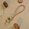 Leather keychain handmade, car keys, brass copper woven strap, wholesale