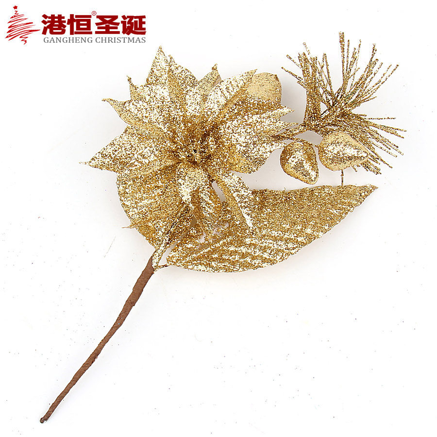 Rama de Navidad artificial árbol de Navidad guirnalda decoración rama 20cm pegajoso polvo de oro fruta oreja decoración Navidad rama flor