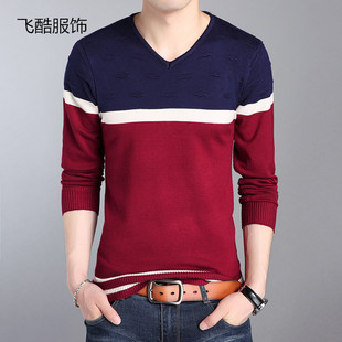 2022 autumn new pullover v-neck men's sweater fashion slim Joker Korean men's sweater wholesale