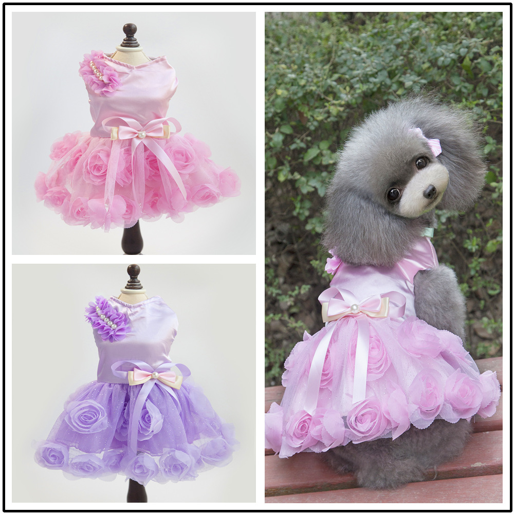 Ropa para mascotas ropa para perros ropa para mascotas primavera y verano vestido fino para mascotas nuevo vestido rosa