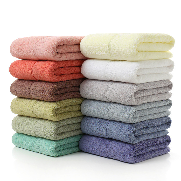 Bath Towel Pure Cotton Plain Section 70*140cm Export Cross-Border Amazon Bath Towel Export Gift