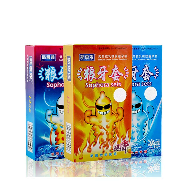 斯香妮 12 wolf braces 12 pellet -type condoms ice sensation thermal ice and fire blending adult supplies wholesale