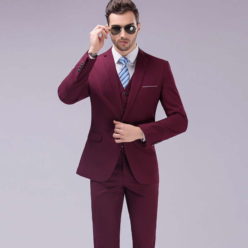 Amazon Cross-Border Popular Men's Korean Style Slim Suit Suit Men's Large Size Business Casual Groom's Dress Suit