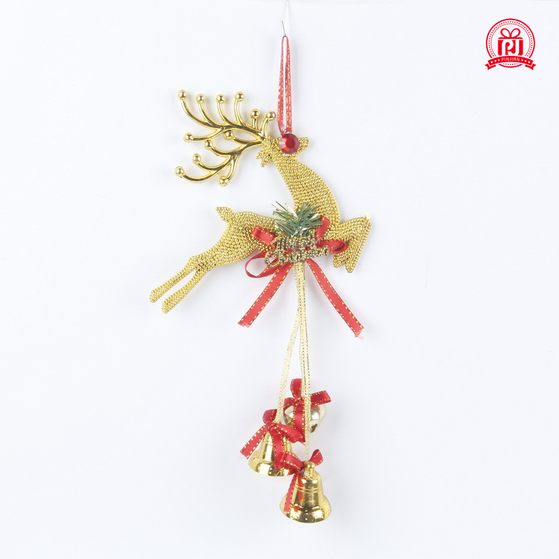 Lindo ciervo Campana colgante de cuerda de Navidad suministros de decoración colgante de árbol de Navidad adornos de Campana de plástico