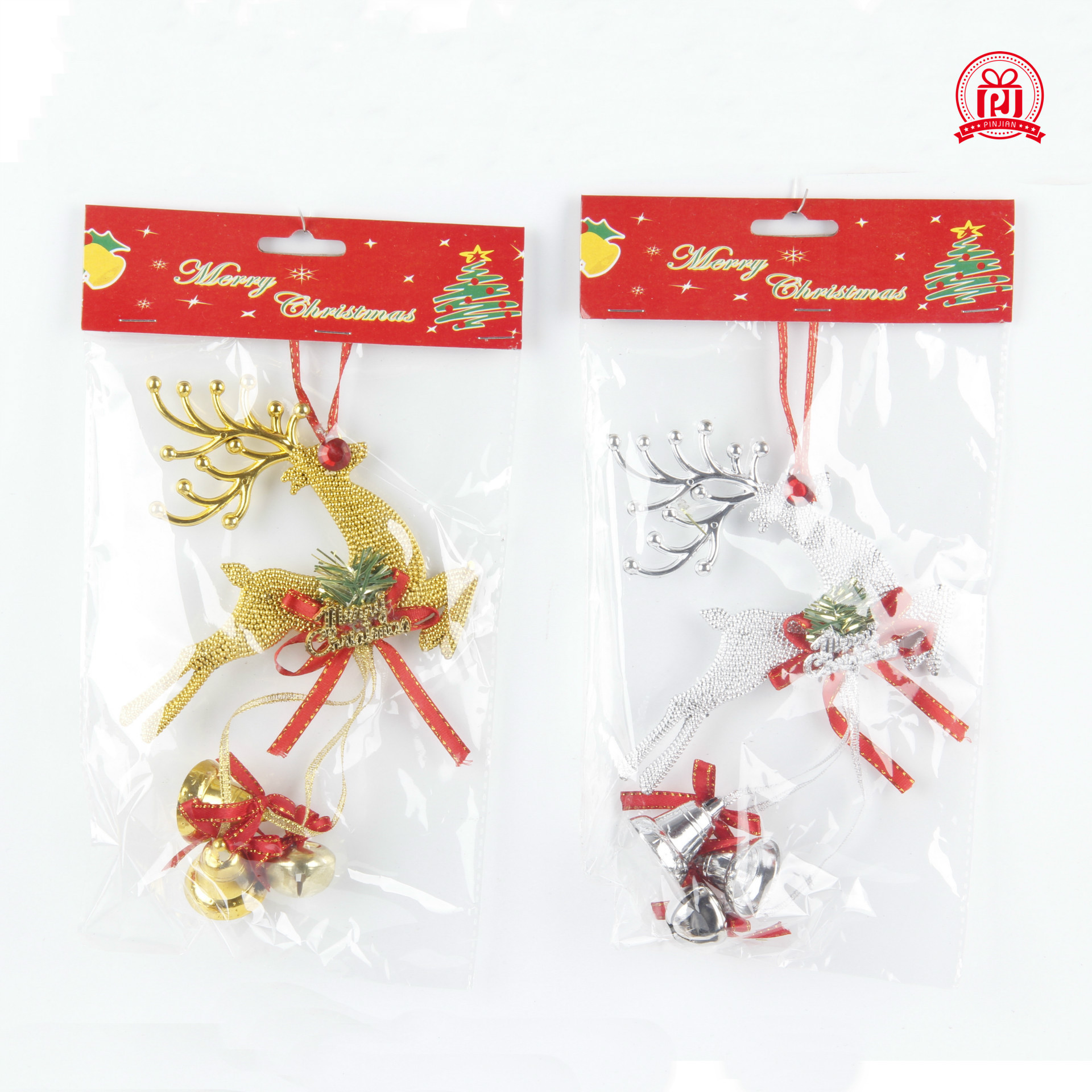 Lindo ciervo Campana colgante de cuerda de Navidad suministros de decoración colgante de árbol de Navidad adornos de Campana de plástico