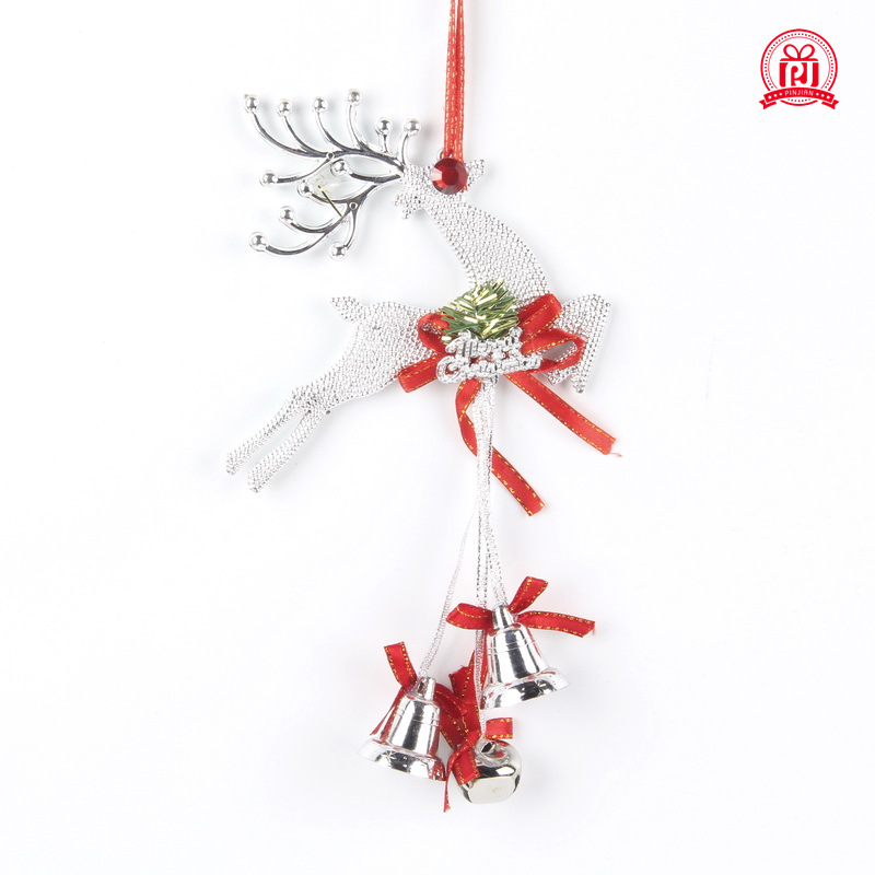 Lindo ciervo Campana colgante de cuerda de Navidad suministros de decoración colgante de árbol de Navidad adornos de Campana de plástico