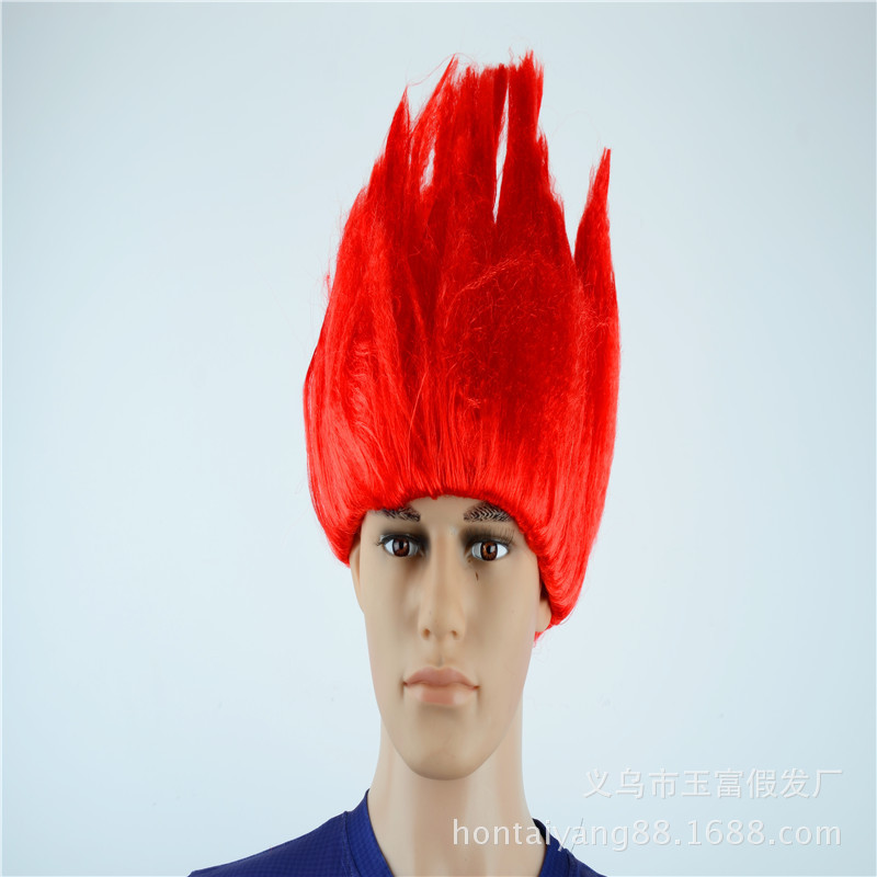 EU big promotion troll wig European and American color short hair universal red flame Halloween headgear wholesale