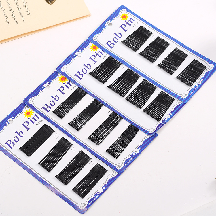 Black wholesale blue card yellow card updo hair accessories straight wave steel wire hairpin 2 yuan store supply