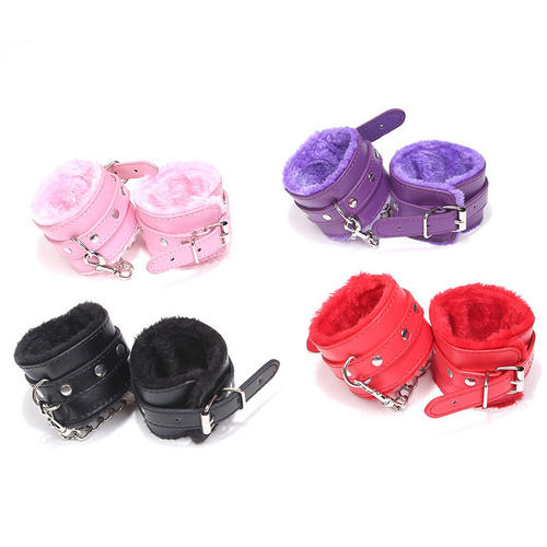 Adult sex toys PU leather plush handcuffs binding hand and foot cuffs SM sex props wholesale