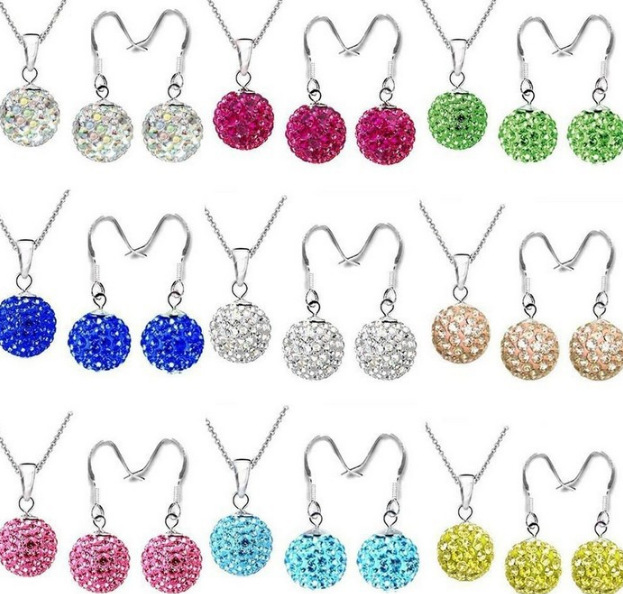 10mm AB barro completo diamante bola O-cadena cristal Shambhala traje oído gancho collar transfronterizo