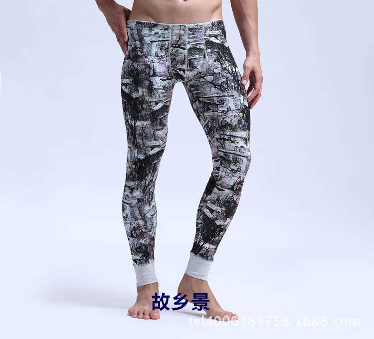 Aibcメーカー直販男性保温ズボンプリント保温底秋冬ズボンメーカー卸売りA012-BK