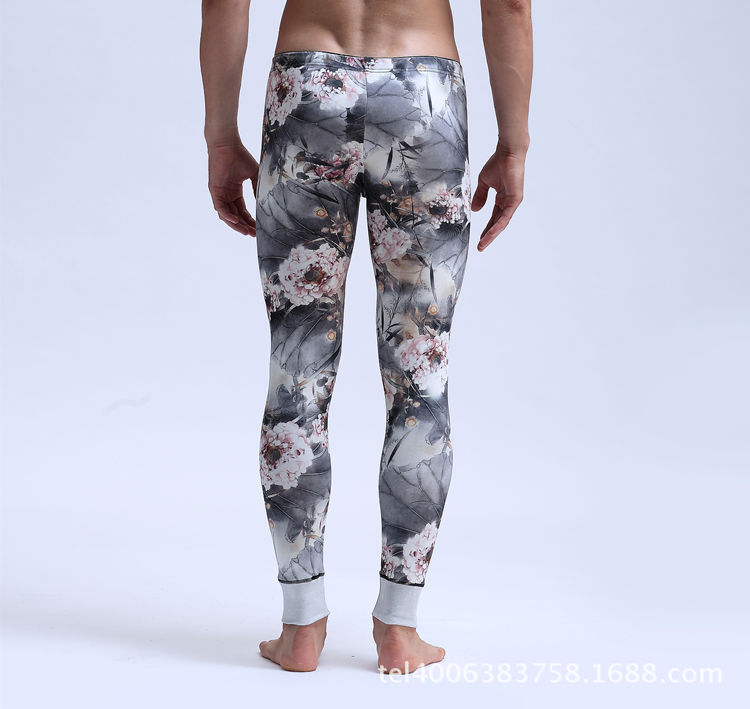 Aibcメーカー直販男性保温ズボンプリント保温底秋冬ズボンメーカー卸売りA012-BK