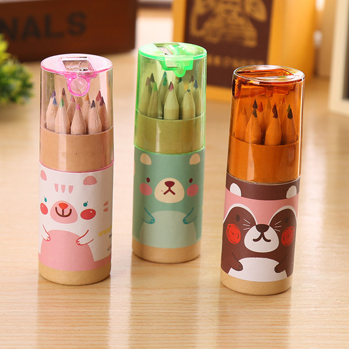 Cartoon bear 12 color lead children's painting coloring pen color pen creative stationery primary school students learning prizes