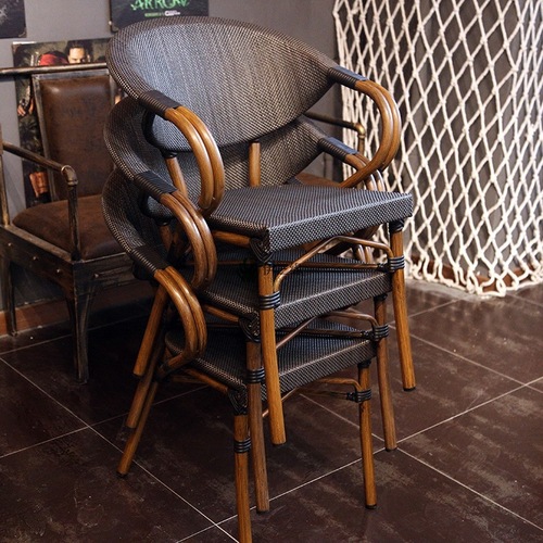 Outdoor furniture set, coffee shop balcony chairs, aluminum leisure rattan chairs, milk tea shop outdoor rattan chairs