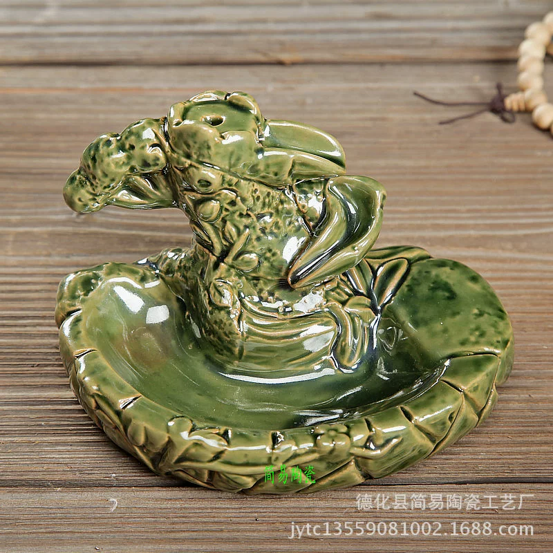 Backflow Incense Burner, Ceramic Aroma Lamp, Lotus Cascade Design, Boxed 60 pcs