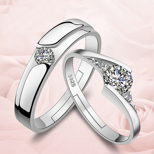 Weihua Korean version of couple's opening love couple's ring wedding men's and women's tenderness tail ring silver-plated ring manufacturer wholesale