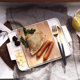 Креативная бамбуковая доска керамика западный ресторан ресторан белый приливный говяжий стейк -тарелка суши -суши.