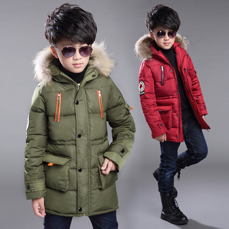 Children's clothing 2023 new boys' cotton-padded coat autumn and winter thickened mid-length children's down cotton warm medium and large children's cotton-padded jacket