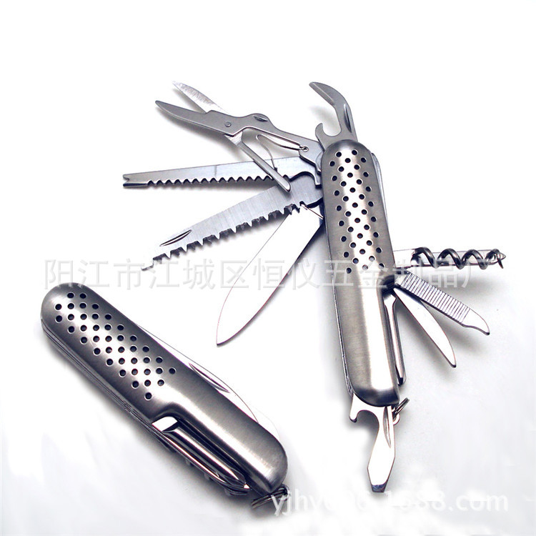 供应麻点11功能小刀多功能不锈钢小刀户外野营小刀