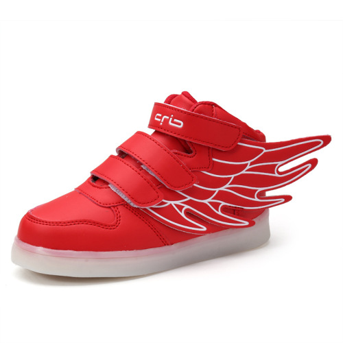 Factory cross-border direct sales high-top wing light-up LED charged shoes