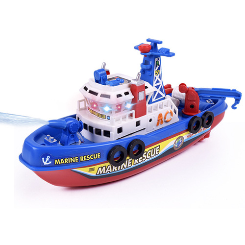 Creative children's model electric fire boat toy, music luminous water spray bath toy boat, street stall wholesale
