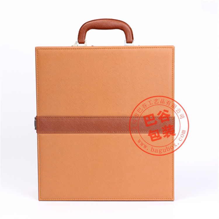 高档红酒月饼套装礼品盒 中秋送礼专用月饼盒 皮质红酒配月饼包装