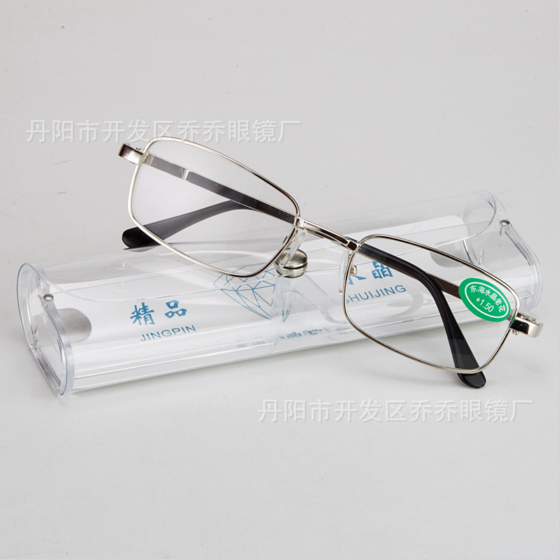 Factory Sales of East China Sea Glass Reading Glasses Street Stall Crystal Full Frame Elderly Glasses Transparent Box Wholesale Elderly Reading Glasses Presbyopia