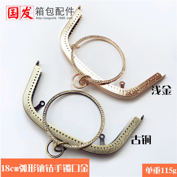 18.5cm brazalete de diamantes en relieve arqueado oro con brazalete de mano, oro de mano