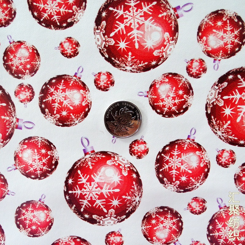 圣诞球印花 皮革弱溶剂印花 数码印花   白底皮革数码印花