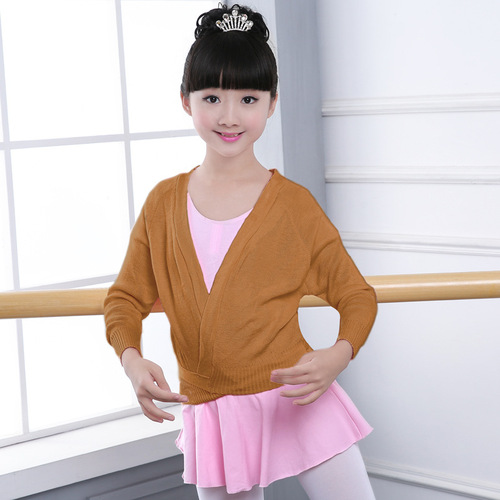 Toddler dance sweater, girl's knitted sweater, autumn and winter ballet jacket, long-sleeved sweater, small shawl