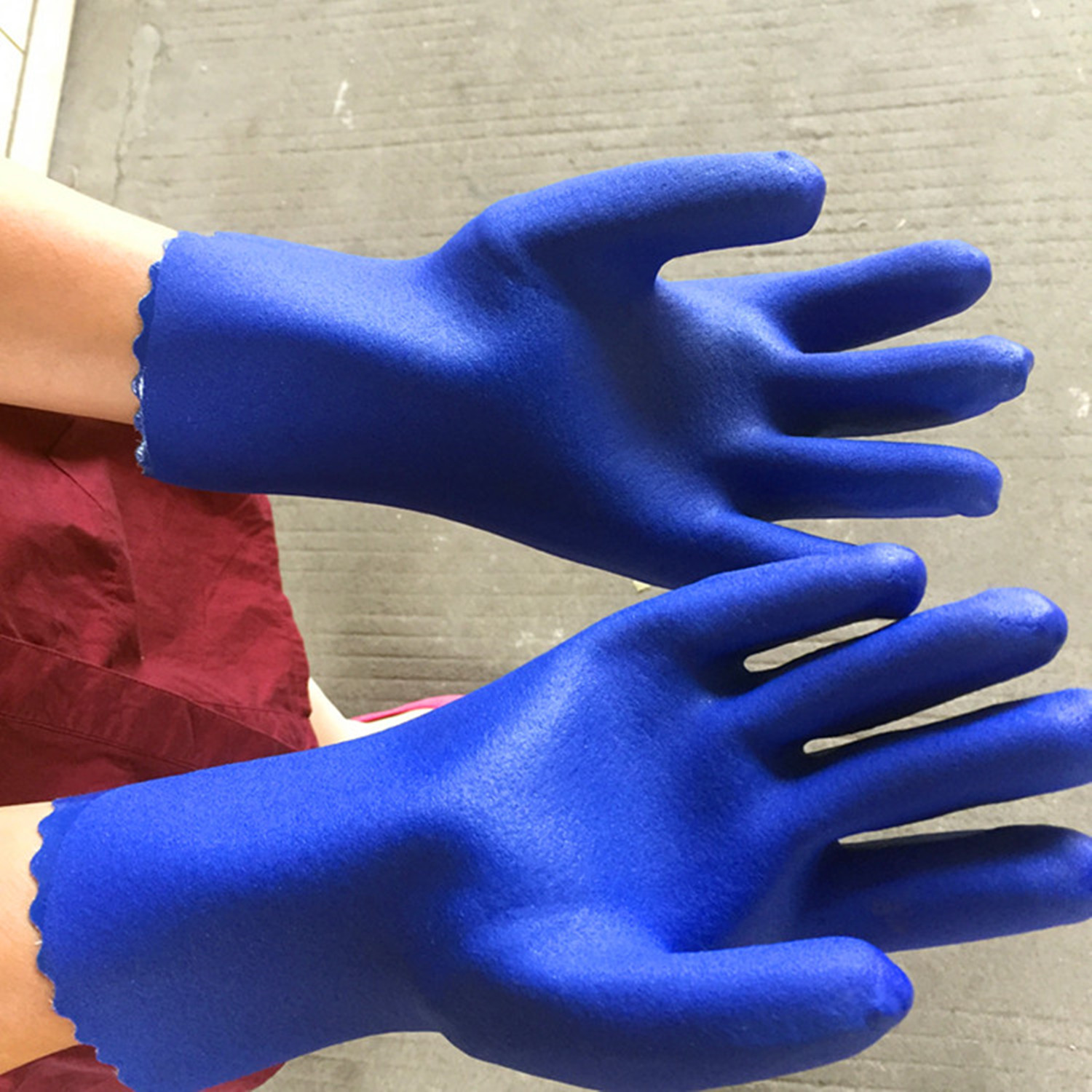 厂家批发恒大906耐油保暖手套 耐酸碱耐磨 橡胶PVC耐油牛筋手套