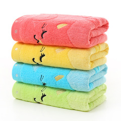 Note Cat Jacquard Bamboo Fiber Children's Small Towel 25*50 Water Absorbent Cartoon Kindergarten Face Wash Children's Towel Wholesale