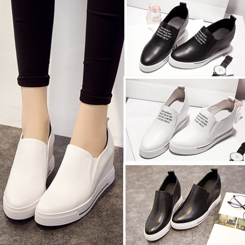 Women's Loafers  New Korean Style White Leather Shoes Women's Casual Spring and Autumn Thick Sole Single Shoes Dropshipping One Piece