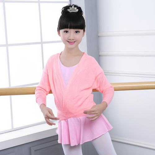 Toddler dance sweater, girl's knitted sweater, autumn and winter ballet jacket, long-sleeved sweater, small shawl