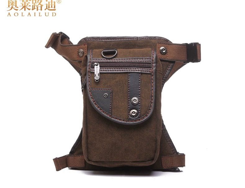Retro canvas waist and leg hip bag, wear‑resistant water‑repellent, 10 inches, European style