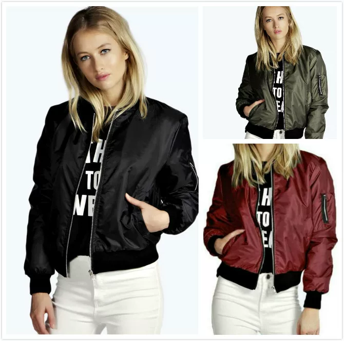 Демисезонная однотонная короткая модная куртка с молнией, ebay, европейский стиль, с молнией