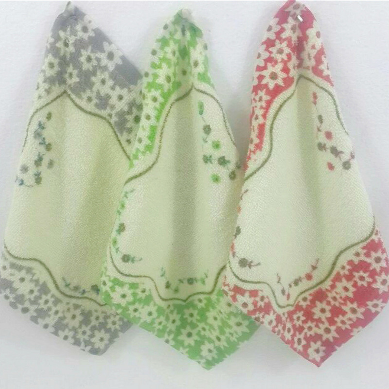 Printed Cotton Square Towel 25*25cm, about 20g, Can Open Standard Invoice, Small Handkerchief for Home Kindergarten