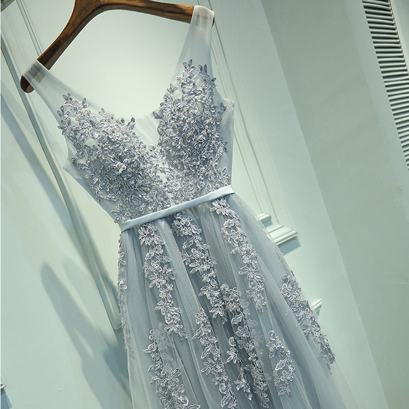 2024 New Shoulder Deep V Long Host Korean Skinny Toast Dress Bride Wedding Evening Dress Auto Show