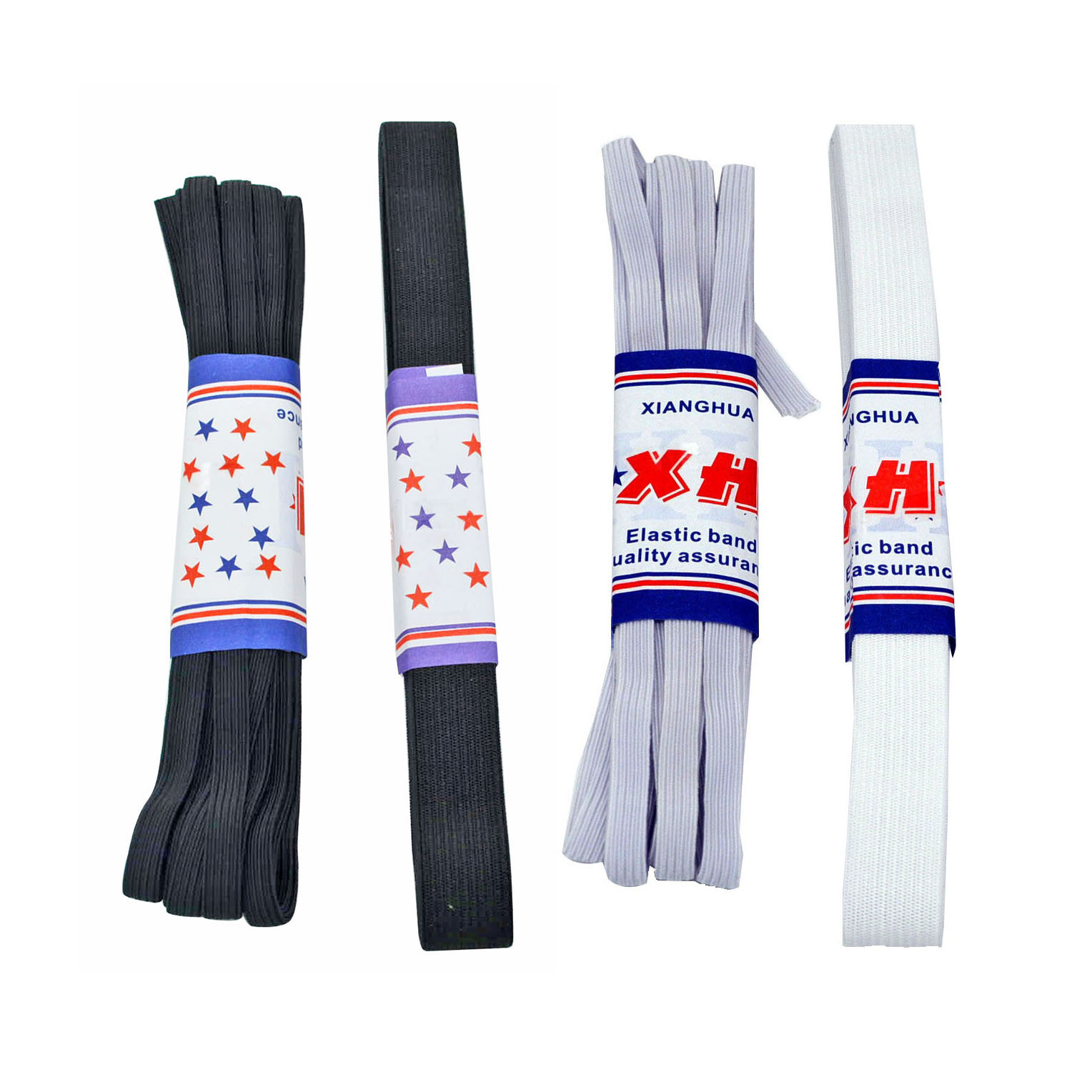 [X] 1扎 黑色白色松紧带 高弹力橡皮筋 8mm宽 扁形牛筋 服装辅料