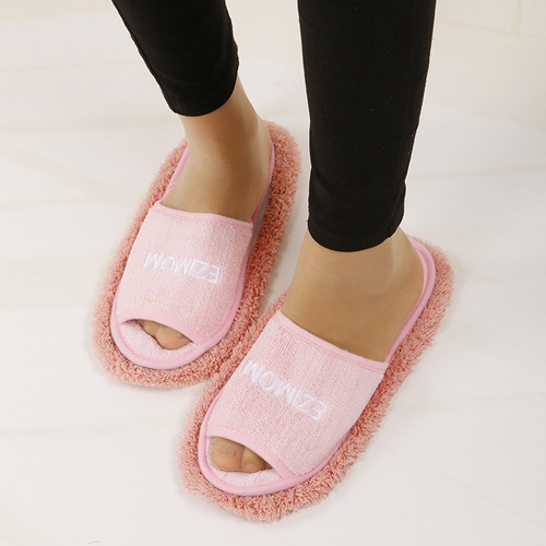 Export order Korean beautiful plush machine washable floor wiping slippers lazy detachable four seasons wooden floor slippers