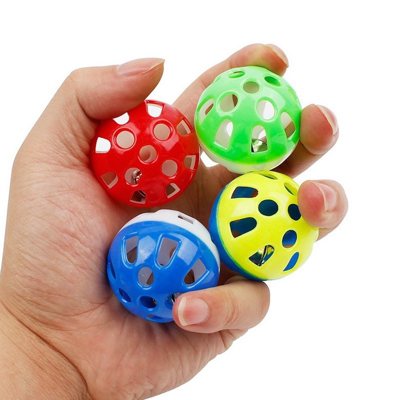 ペット用楽しい鈴付きボール3.8cm大量卸売 ダブルカラー中空おもちゃボール カラフルな鈴付き猫のおもちゃ|undefined