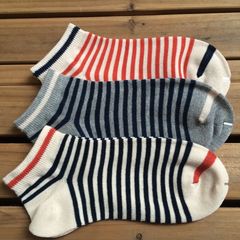 日系春夏新款 海軍風棉線條紋女船襪 韓版文藝小清新3色棉襪短襪