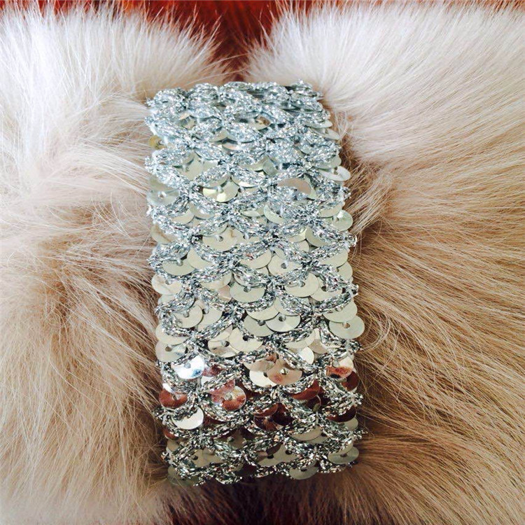 现货批发各种规格圆形无弹力亮片织带 皮草亮片配件 服装亮片带