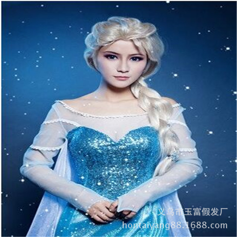 Princess Elsa Cosplay Wig Frozen Elsa Braids Elsa Princess Style Halloween Costume Long Curly Hair