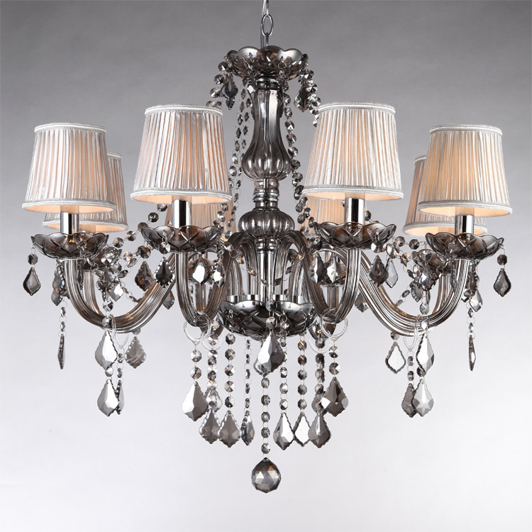 10 + 5 gris ahumado araña de cristal de doble capa 15-cabeza de la lámpara de la vela lámpara de cristal sala de estar comedor lámpara adecuada para Hotel KTV
