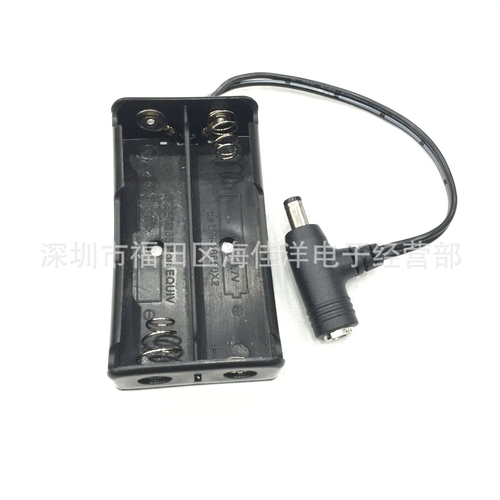 私人生产 18650二节双DC头90度2.1*5.5锂电池盒18650电池座3.7V